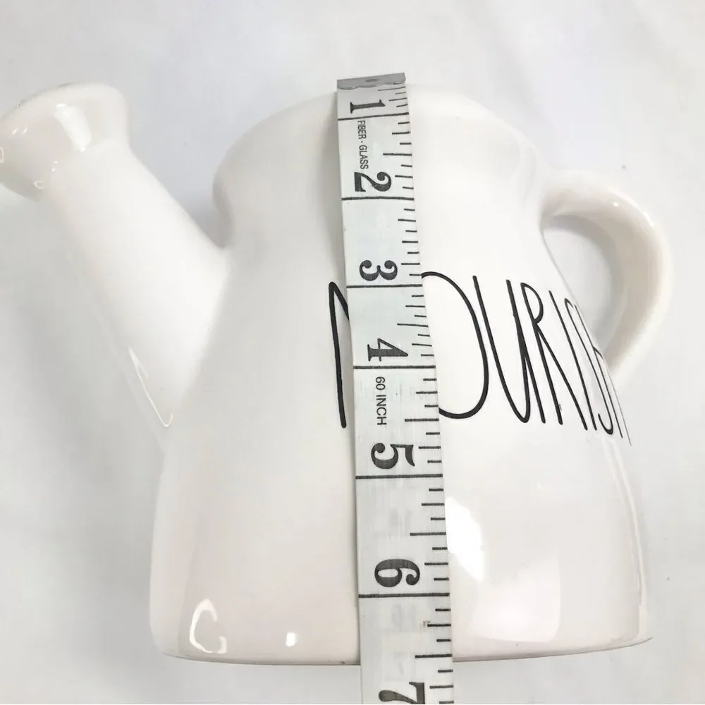 Rae Dunn Nourish White Black Ceramic Watering Can Vase